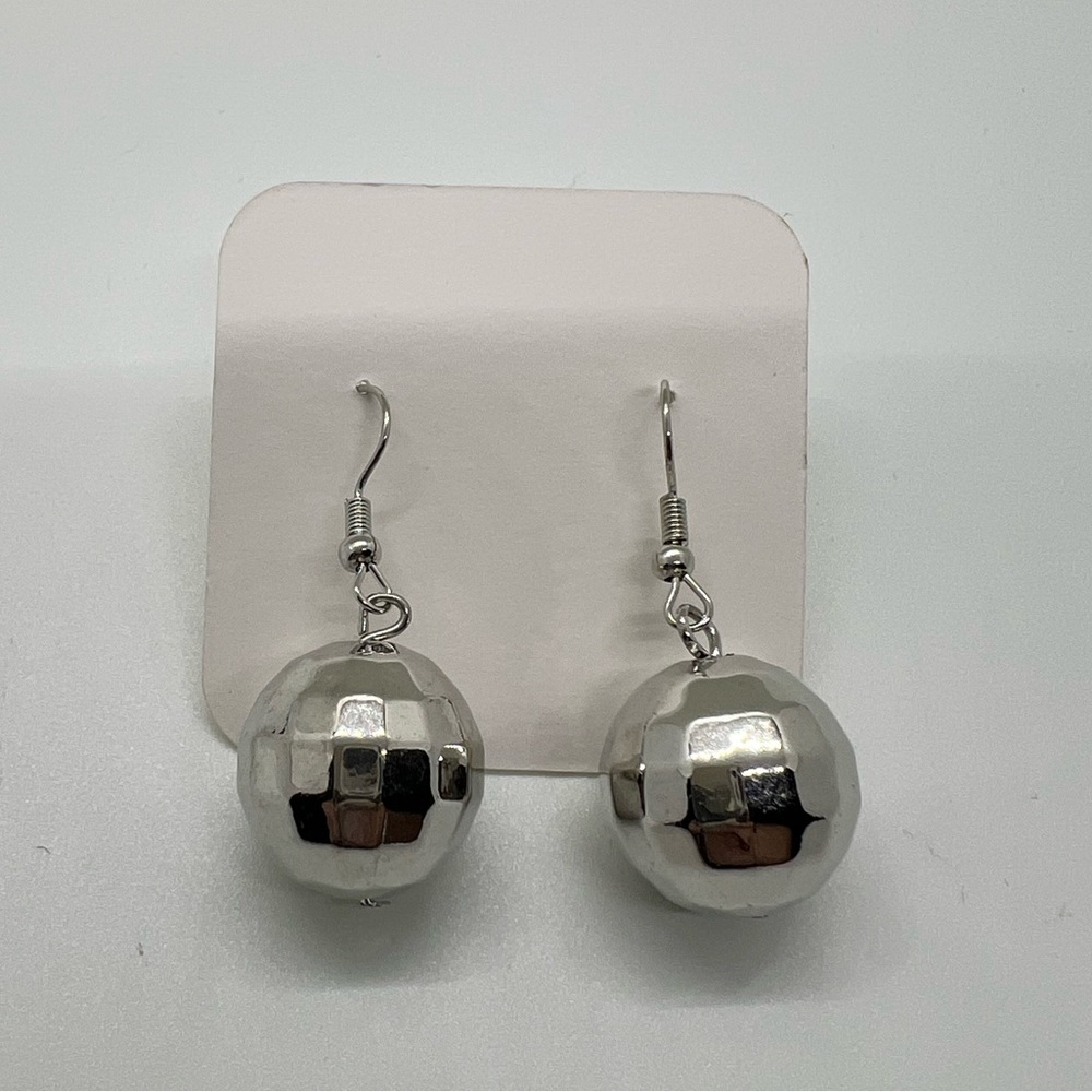 New faceted silver ball earrings